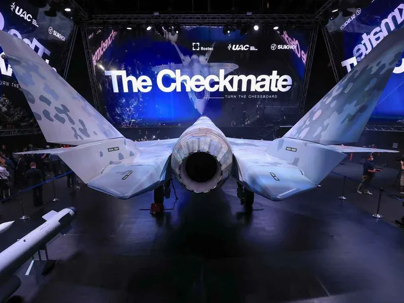 Suhoi „Checkmate”, un avion de vânătoare supersonic modulabil, cu tehnologie AI. /Foto: presswire18.com