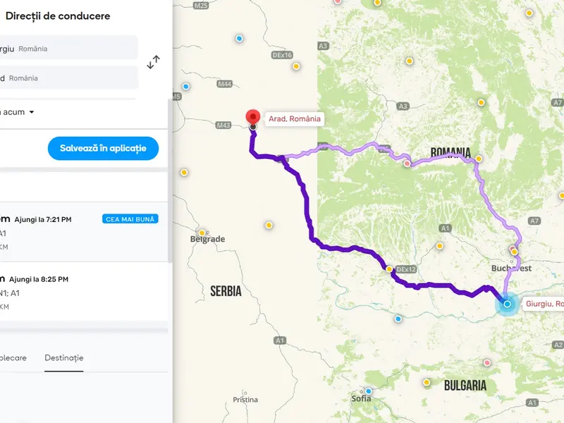 România blocată! București – Sibiu: 7-8 ore, Cluj – Constanța: 15-16 ore, Arad – Giurgiu 14-15 ore - Foto: captură ecran Waze