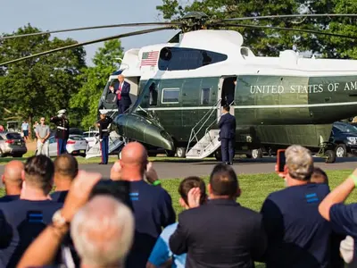 Trump în elicopterul prezidențial/FOTO: facebook.com