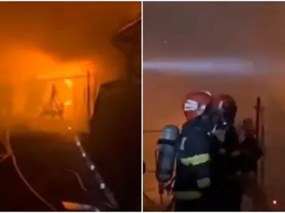 Un incendiu violent a lăsat fără curent un sat întreg în Maramureș. Pagubele produse sunt uriașe Foto: Colag video Observator