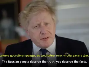 Premierul UK Boris Johnson se adresează rușilor în rusă: „Meritați să știți realitatea”. / Foto: captura video