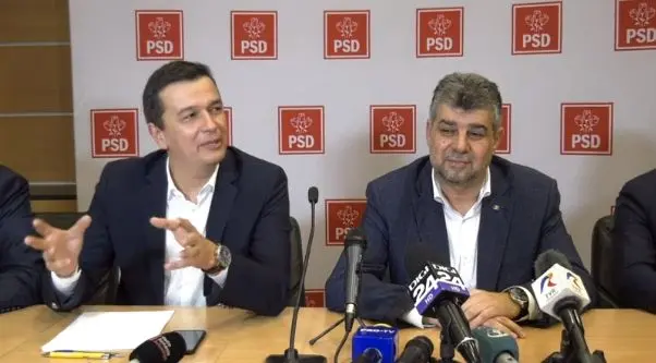 Prim-vicepreşedintele PSD-Sorin Grindeanu(stânga) și Președintele PSD-Marcel Ciolacu(dreapta)/FOTO: aktual24.ro