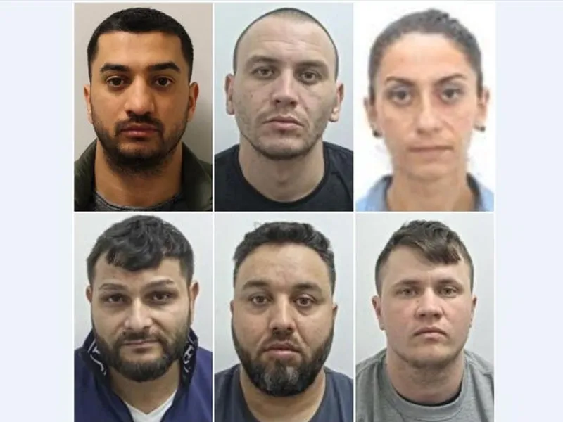 O bandă de 6 proxeneți români care au ajuns în arest. Răzvan Zidaru, (30) ; Valentin Ghelase, (35) ; Valentina Crețu, (31); Marius Șerban, (39); Valentin Caraman, (38); Mihaela-Diana Barbieru, (32), Foto: Lancashire Police