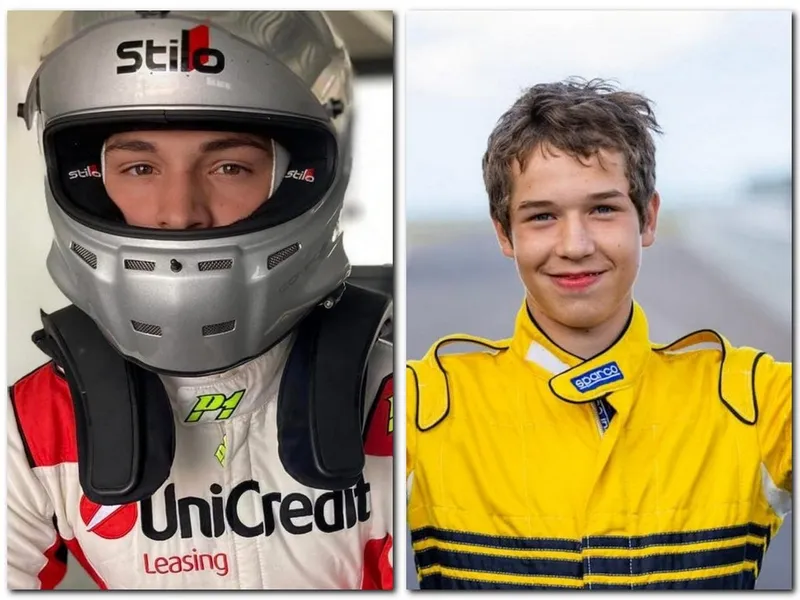 Doi piloți români talentați, de 14 și 16 ani, iau startul în Campionatul Franței de Formula 4. - Foto: colaj fras.ro