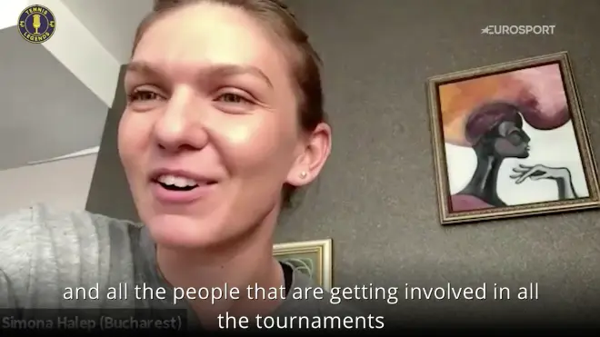 Simona Halep prin video call la Eurosport/FOTO: eurosport.ro