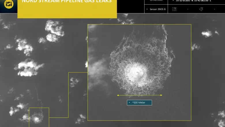 Scurgerile de gaz din conductele Nord Stream, fotografiate din satelit. Foto: Profimedia