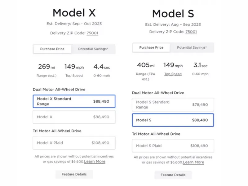 Elon a ieftinit mașinile electrice Tesla, Model S și Model X, cu 10.000 $. Autonomie tăiată cu 20% - Foto: captură ecran