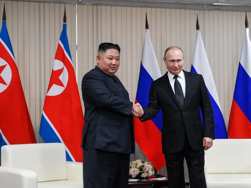 Kim Jong Un și Vladimir Putin - Foto: Profimedia Images (arhivă)