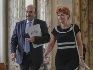 Tudorel Toader și Olguța Vasilescu pe vremea când erau foarte fericiți că fac praf legile penale Foto: INQUAM Photos/ Alexandru Bușcă