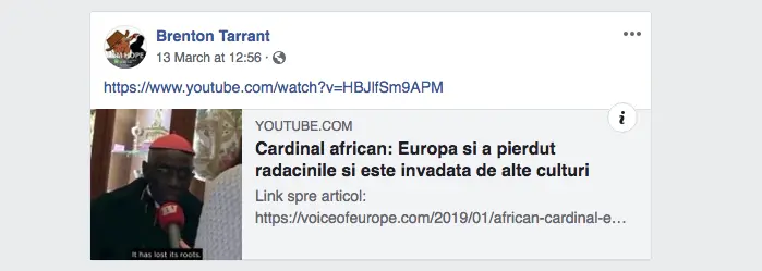 Ucigașul de la moscheile din Noua Zeelandă a postat pe Facebook un clip subtitrat în română/FOTO: twitter.com