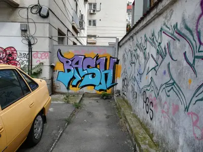 Graffiti desenat de Ionuț, când a fost prins de polițști. Fotografie pusă la dispoziția Newsweek de familia copilului