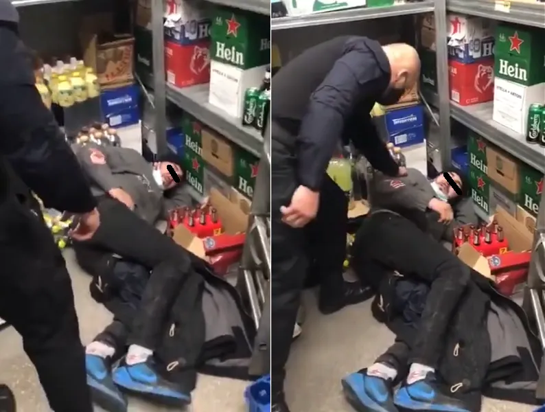 Hoț bătut în supermarket Foto: captură Youtube