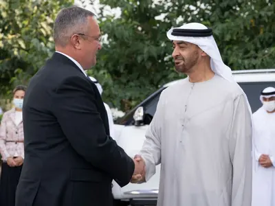 Premierul Nicolae-Ionel Ciucă și șeicul Mohamed bin Zayed Al Nahyan, președintele Emiratelor Arabe Unite/Foto: gov.ro