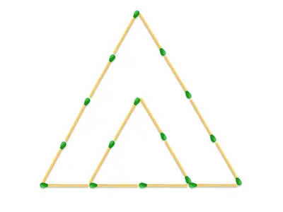 TEST DE INTELIGENȚĂ Mută două chibrituri pentru a forma trei triunghiuri. Ai doar 12 secunde - Foto: mindyourlogic.com