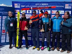 George Jinga, medalie de argint U20 pentru România la Campionatele Mondiale de schi-alpinism. - Foto: Facebook/Federația Română de Alpinism și Escaladă - FRAE