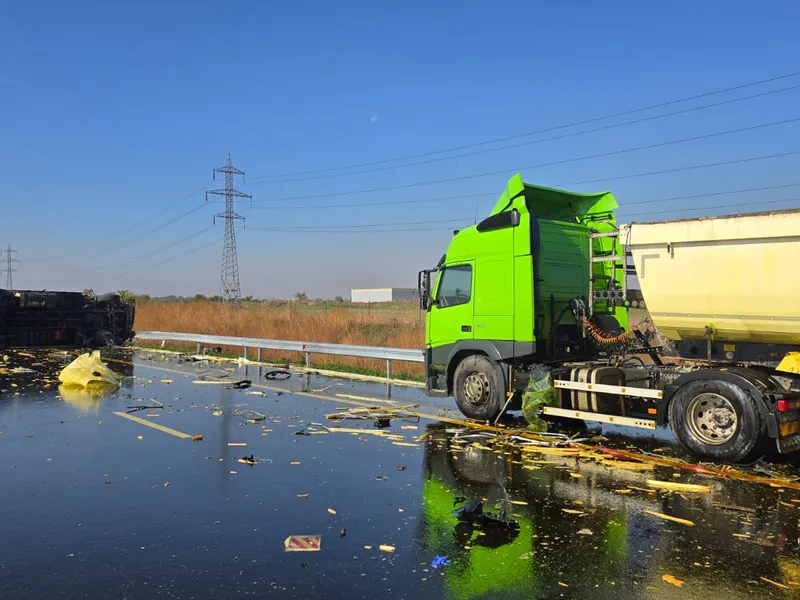 Accident mortal cu 3 TIR-uri pe Autostrada A0. Traficul este blocat pe mai mulți kilometri - Foto: ISU B-IF