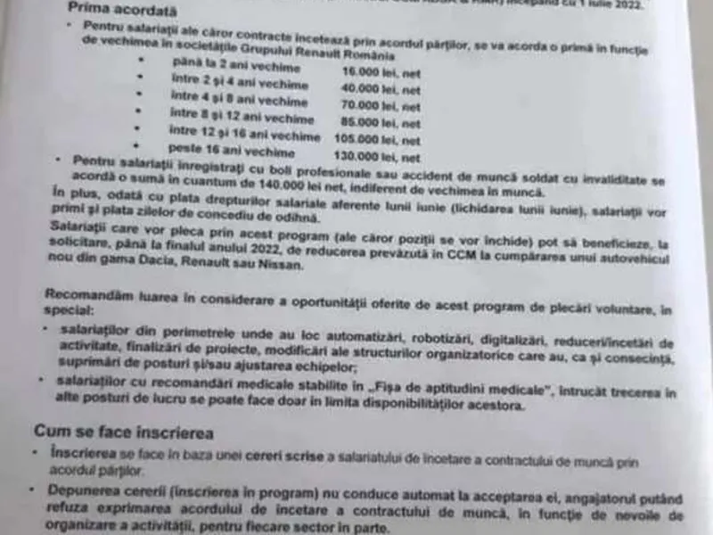 Uzina Dacia Mioveni, eficientizată prin „plecări voluntare”. / Foto: arges-stiri.ro