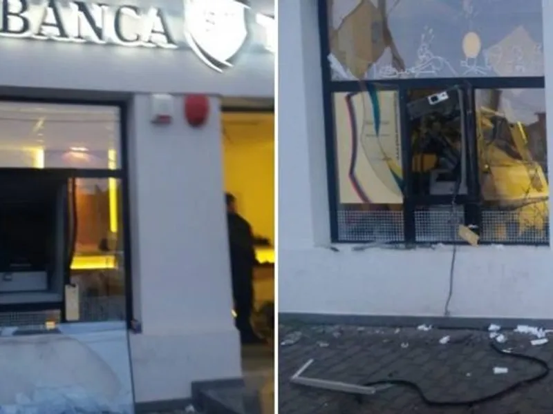 Bancomatul aruncat în aer la Arad Foto: Aradon