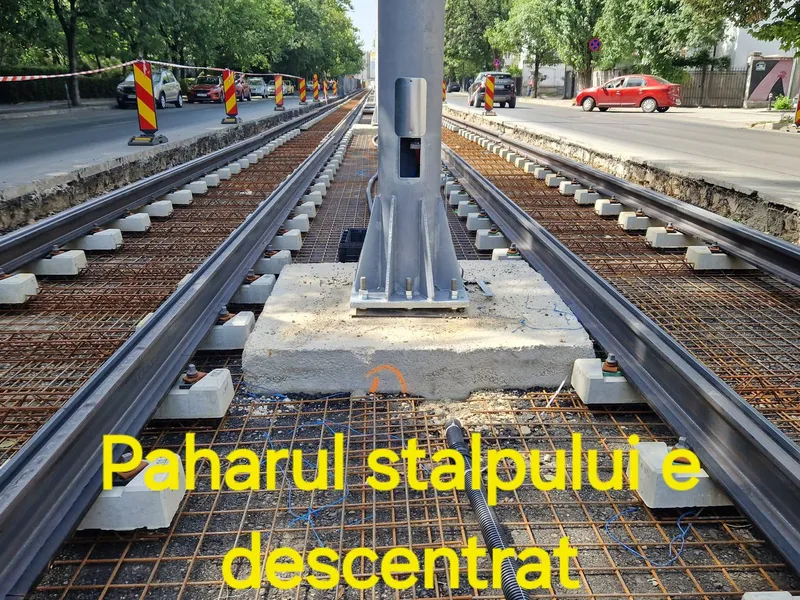 Cum a lucrat „Dorel” pe linia tramvaiului 5 din București: aliniamente greșite, traverse lipsă - Foto: Facebook/Asociatia Metrou Usor