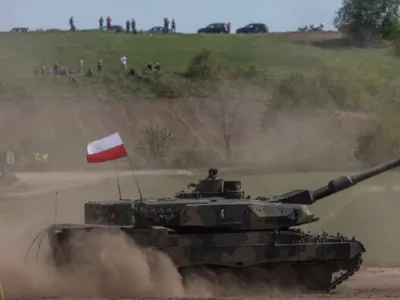 Tanc Leopard 2 din dotarea armatei poloneze în timpul unui exercițiu militar NATO-  Foto: Profimedia Images