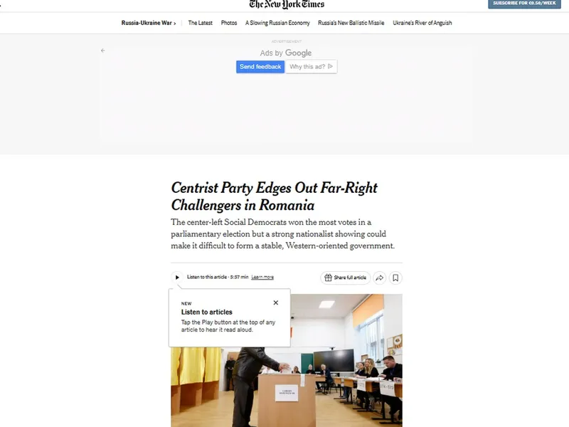 New York Times, despre România: Cea mai gravă perioadă de turbulenţe politice din ultimele decenii - Foto: captură ecran