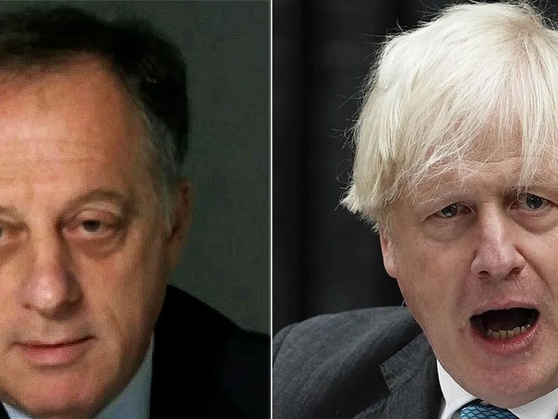 Richard Sharp, şef BBC demisionar, şi Boris Johnson, fost premier britanic - Foto: Profimedia Images