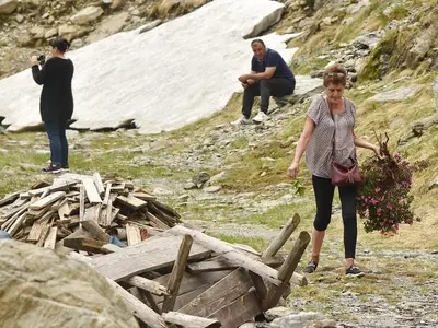 Fotografia cu femeia care a furat bujori dintr-o specie protejată, a devenit virală Foto: Facebook