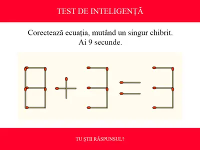 TEST DE INTELIGENȚĂ Corectează ecuația 8+3=3, mutând un singur chibrit. Ai doar 9 secunde să rezolvi - Foto: Colaj Newsweek