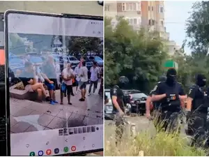 Polițiștii au calmat spiritele din fața ANAF. Mai mulți afaceriști s-au luat la ceartă Foto: captură video Observator