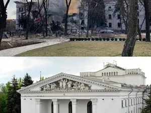 Teatrul din Mariupol bombardat de ruși. / Foto: bbc.com