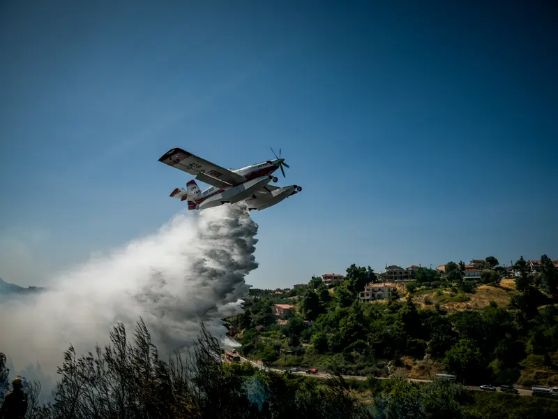 Incendiu puternic de vegetație în zona Attica. / Foto: thenationalherald.com