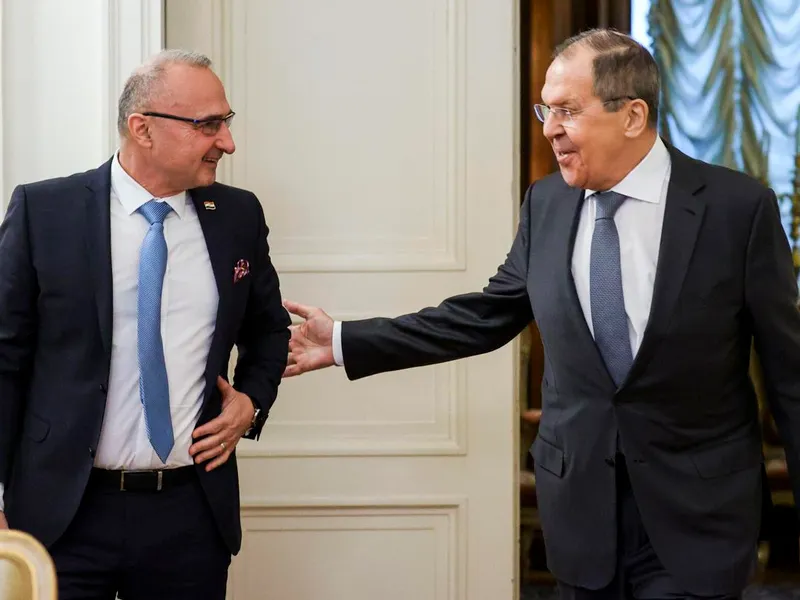 Ministrul rus de Externe, Serghei Lavrov, și omologul său croat/foto: cbsnews