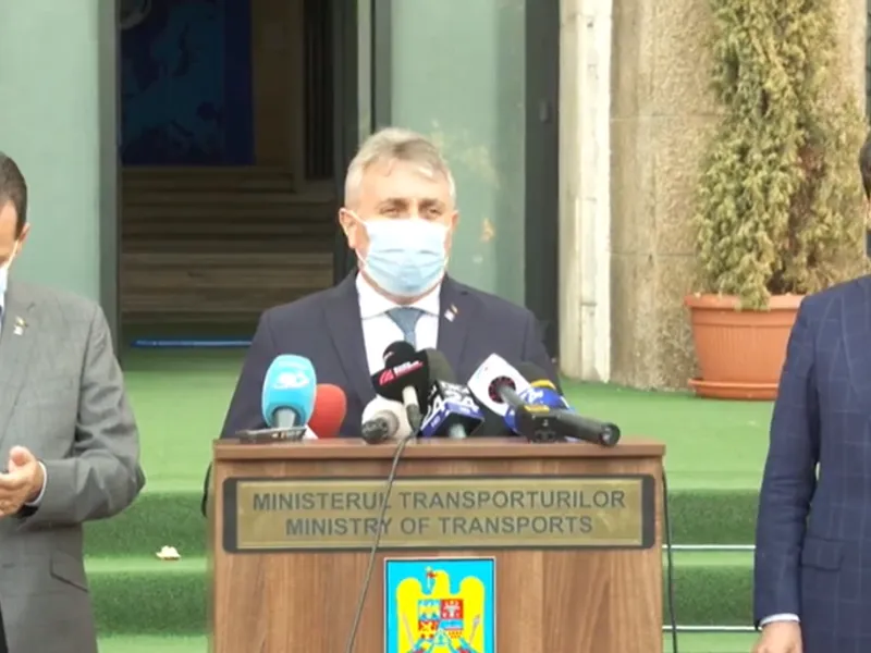 Ludovic Orban, Nicuşor Dan şi ministrul Transporturilor, Lucian Bode, au avut, vineri dimineaţă, o întâlnire la sediul Ministerului Transporturilor / Foto: captura video