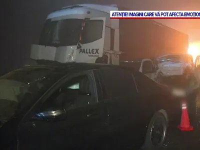 Tragedie pe autostrada A0. O persoană a murit pe loc, iar alte două victime au fost rănite Foto: captură video ProTV