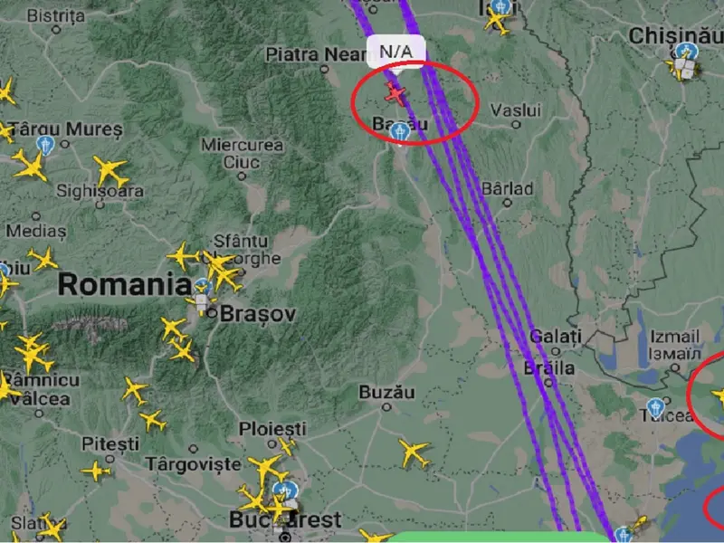 Război în Ucraina: Record de avioane-spion aliate pe cerul României". Aliații revin cu ochii pe ruși FOTO Captura flightradar24.com