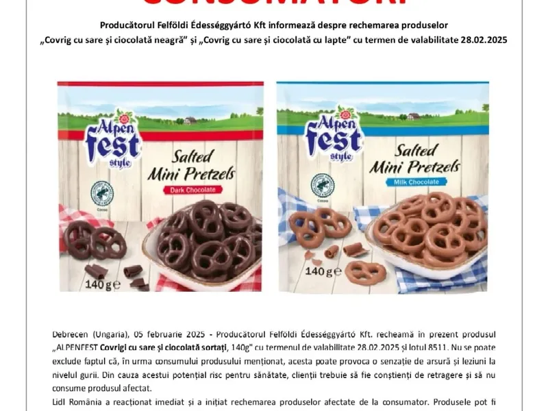 Alertă alimentară în România: 2 produse extrem de populare, retrase. Pot provoca arsuri și leziuni: FOTO - comunicat oficial LIDL(imagine cu rol ilustrativ)