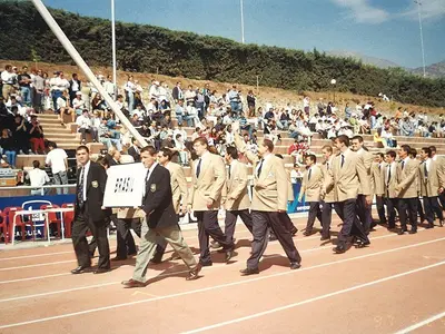 Împreună cu delegația echipei Braziliei, la Campionatul Mondial de Juniori din Chile - 1996