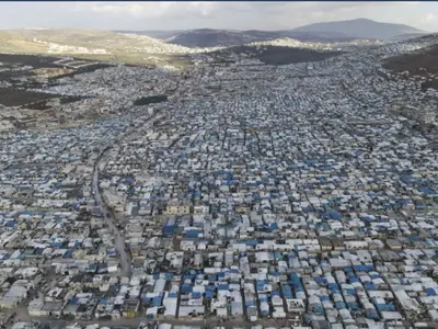 Tabără de persoane strămutate, Idlib, Siria/ Foto aa.com.tr